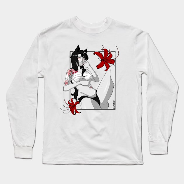 Spider Lily Kitsune Long Sleeve T-Shirt by luxeini